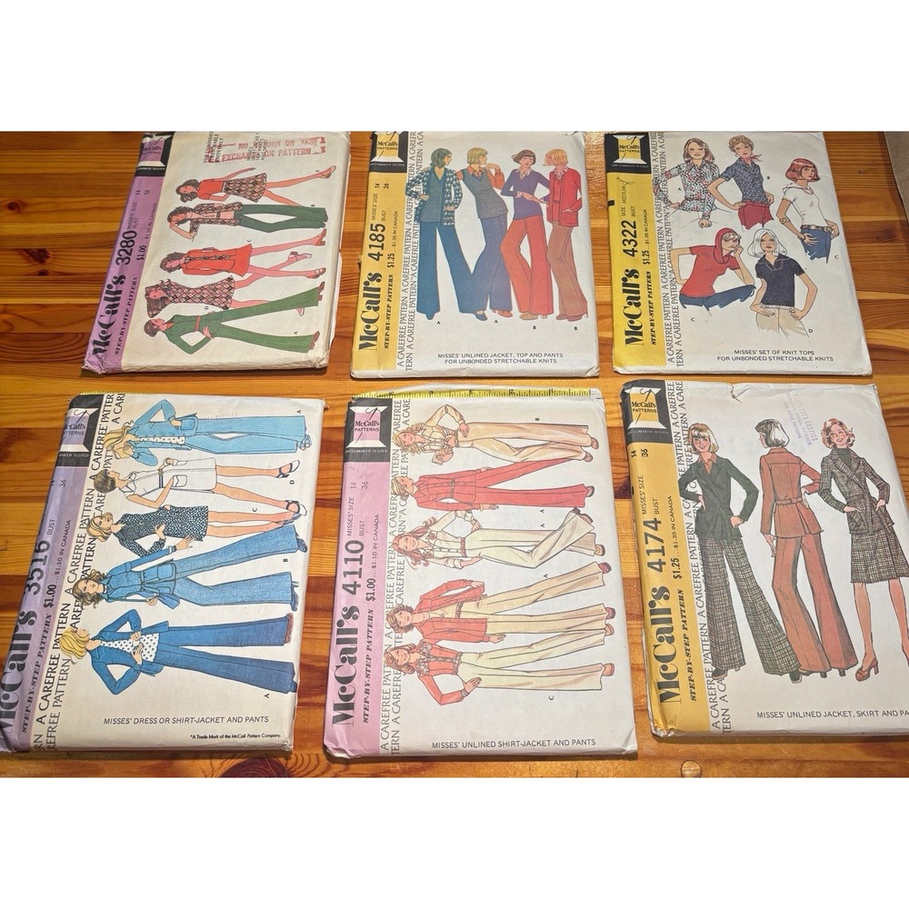Vintage 1970s McCall's Sewing Patterns Lot of 6 - Jumpsuits, Pantsuits, Jackets